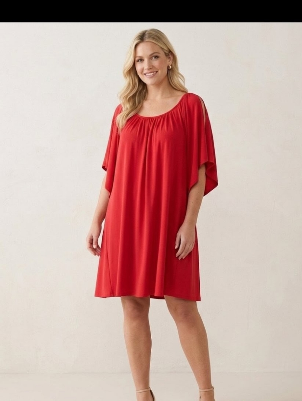 Boston Proper Blouson Dress M Slit Sleeve Resort Wear #drs5.7